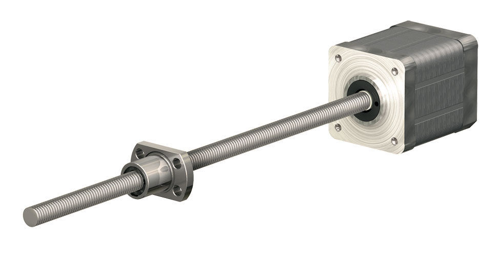 Miniature Ball Screw Linear Actuator - BSR0601AXRU-0250-RSN-111-NNN-N 6mm diameter, Length:250mm, Lead:1mm Accuracy:Grade 10, Screw:Rolled, Nut Type:Flanged Nut on Right, Backlash:Standard Backlash Of 0.05mm, Left End:Nema 11 Motor (23mm)