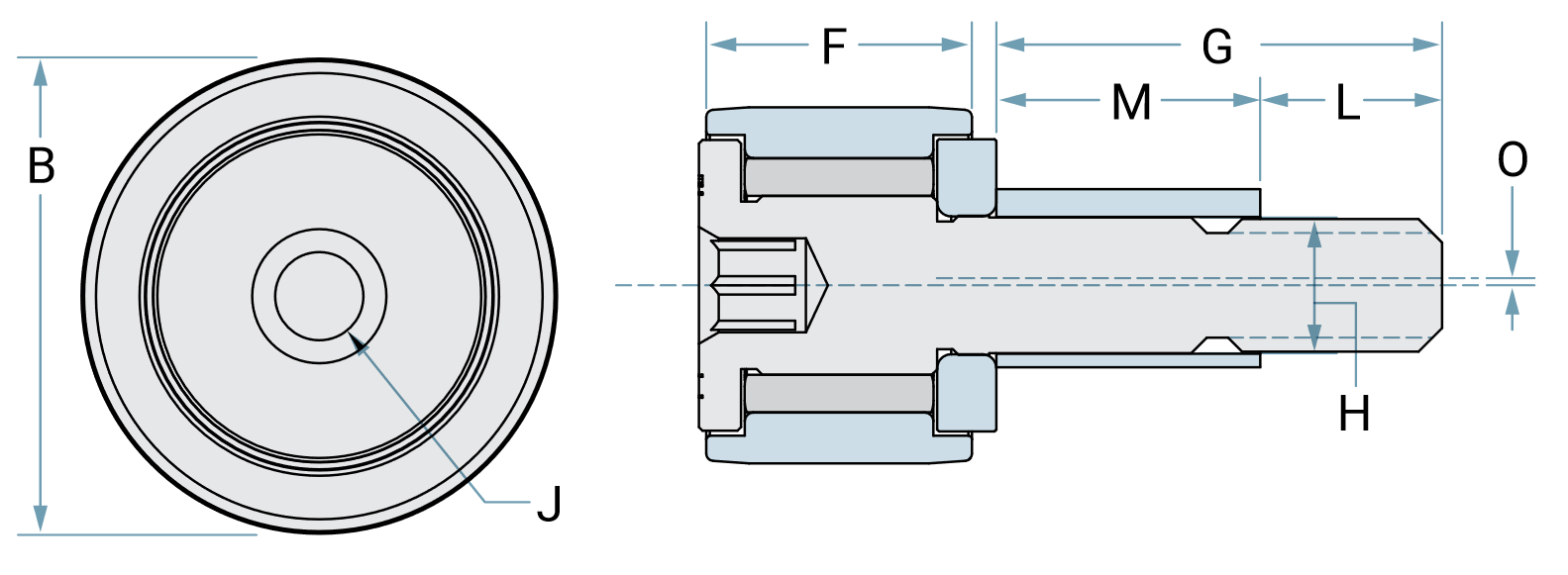 Eccentric Studded Bearing Blank Cam Roller Technical Image