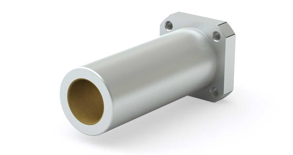 DFPJ40C 40mm JIS Metric Double Linear Flange Bearing Closed Plain Linear Bearing Spherical 'Self-aligning' I.D. in the housing, Housing With Bearing Included,   Compensated running clearance on the I.D.