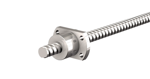 Ground ball screw with offset flange nut