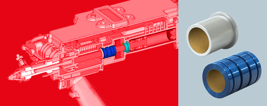 Linear Bearings absorb recoil for vaccine gun