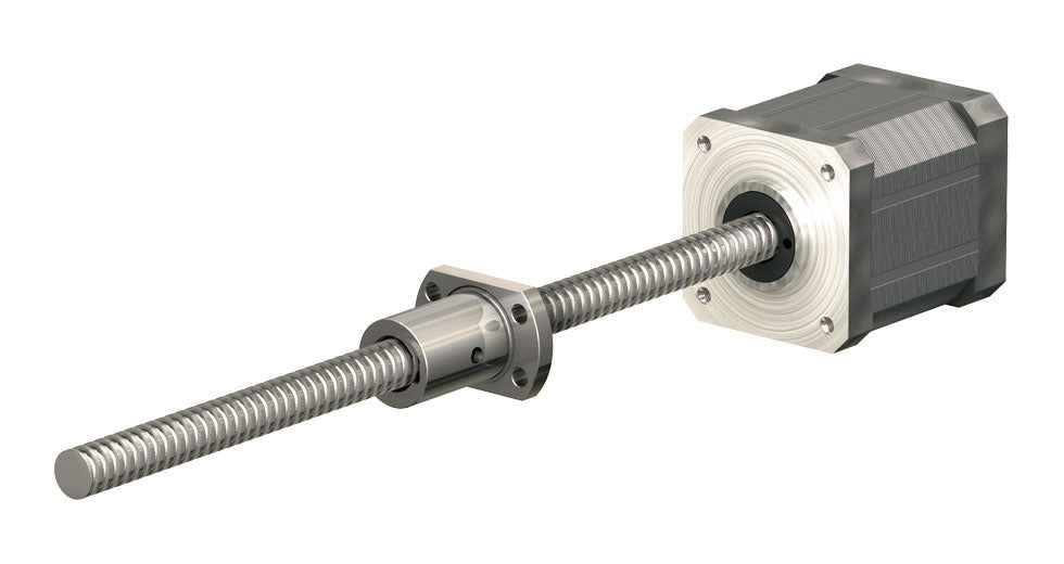 Miniature Ball Screw Linear Actuator - BSR0801AXRU-0150-RSN-140-NNN-N 8mm diameter, Length:150mm, Lead:1mm Accuracy:Grade 10, Screw:Rolled, Nut Type:Flanged Nut on Right, Backlash:Standard Backlash Of 0.05mm, Left End:Nema 14 Motor (31mm)