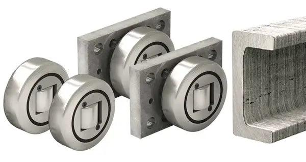 HVB-058 Hevi-Rail Fixed/Adjustable Bearing, U-Channel Rail, Flange Plate, Radial Load 22.4 kN