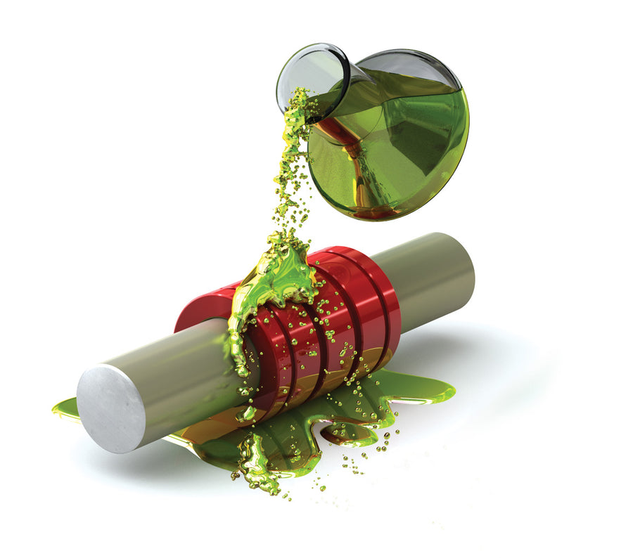 chemicals spilling on a bearing