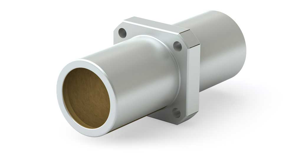 CFPJ40 40mm JIS Metric Double Center Linear Flange Bearing Closed Plain Linear Bearing Spherical 'Self-aligning' I.D. in the housing, Housing With Bearing Included,   Compensated running clearance on the I.D.