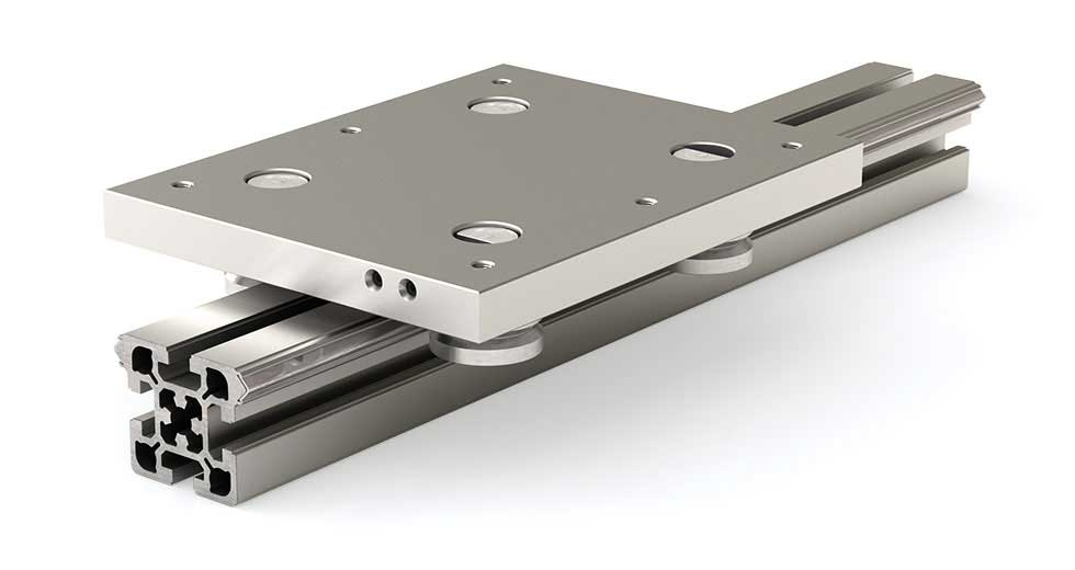 Linear Guide - AAG Integral-V Series Length: 450mm, Carriage Type: Flat plate with taps, Roller Type: Sealed, Lubrication: no lubrication, Preload Type: Side (CAM) Adjustable, Carriage Length: Standard - IVTAAG-0450-000-A20A0-1