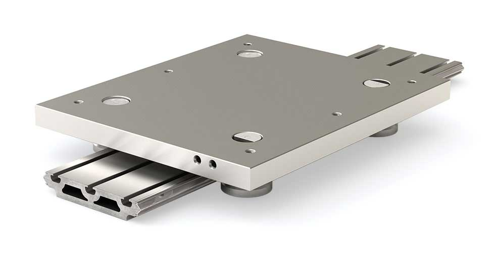 Linear Guide - AAQ Integral-V Series Length: 550mm, Carriage Type: Flat plate with taps, Roller Type: Sealed, Lubrication: no lubrication, Preload Type: Side (CAM) Adjustable, Carriage Length: Standard - IVTAAQ-0550-000-A20A0-1