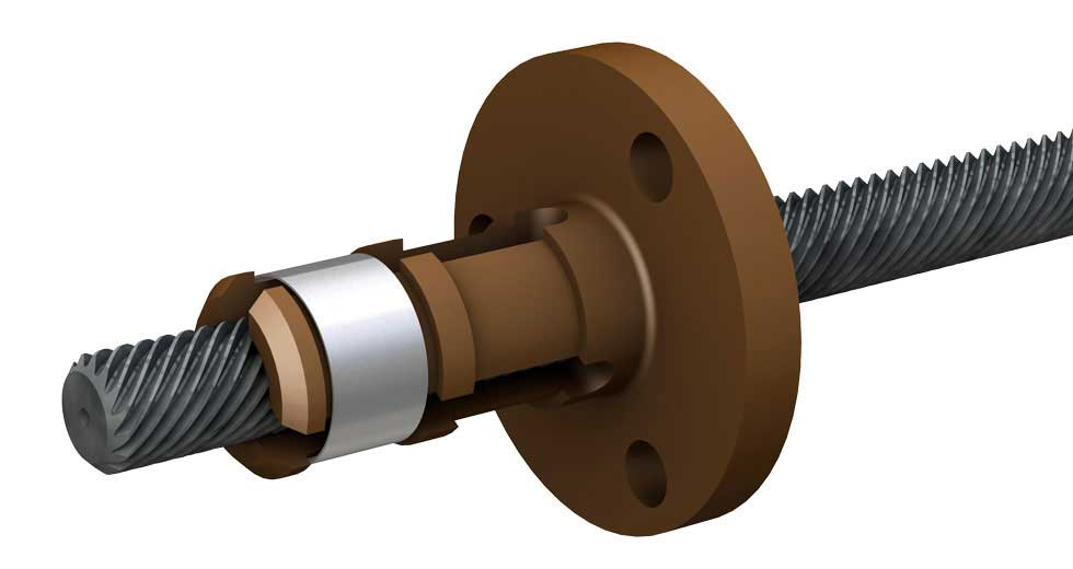 Lead Screw Linear Actuator - LSR1001T-0254-RCF-NNN-NNN-N 10mm, Length:254mm, Lead:1mm  Nut Type:Lead Screw Round AntiBacklash Nut Coating: PTFE