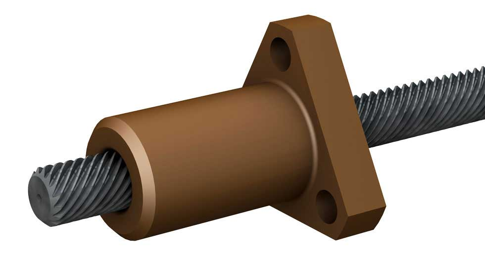 Lead Screw Linear Actuator - LSR1005T-0254-TS-NNN-NNN-N 10mm, Length:254mm, Lead:5mm  Nut Type:Triangle Nut Coating: PTFE